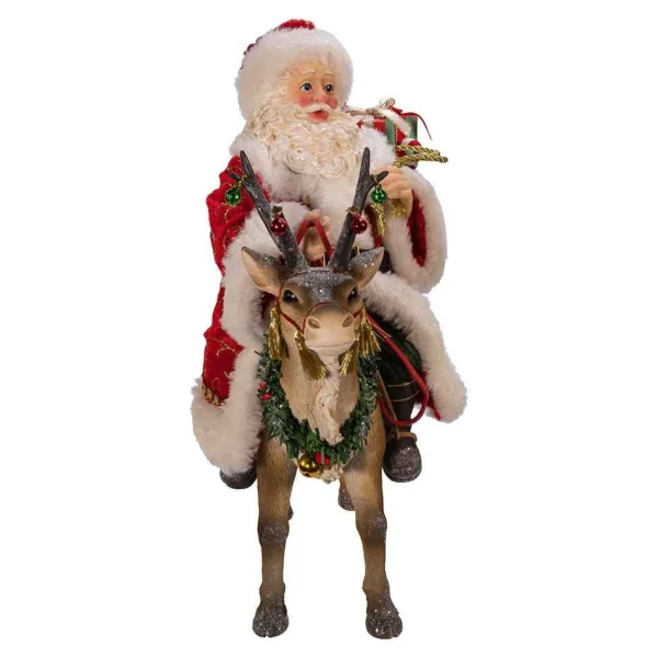 Kurt Adler 11.5-Inch Fabriche™ Santa On Reindeer
