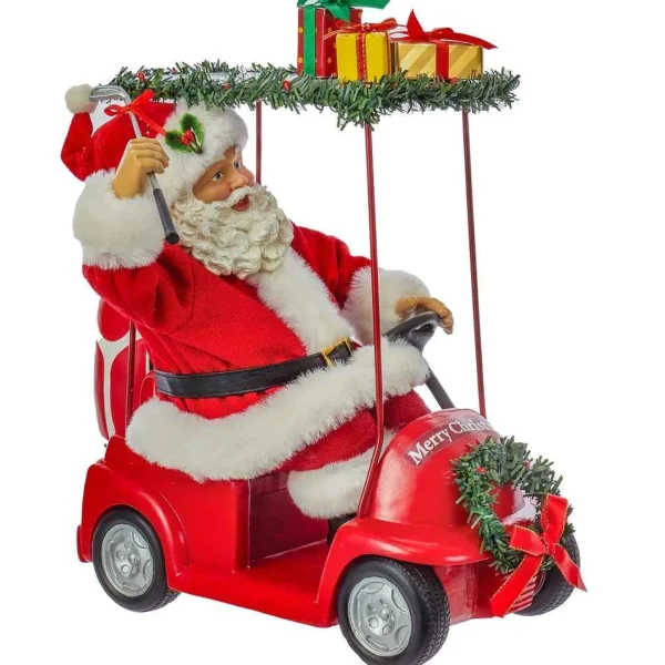 Kurt Adler 11.25-Inch Fabriche Santa Driving Golf Cart