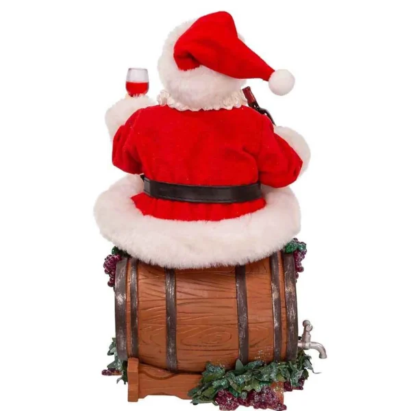 Kurt Adler 10.5-Inch Fabriche Santa Sitting On Wine Barrel