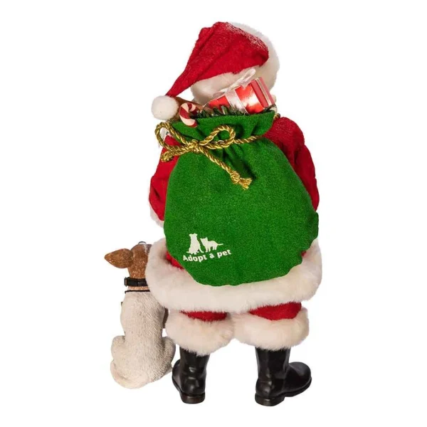 Kurt Adler 10.5-Inch Fabriche™ Adopt-A-Pet Santa With Dog, 2 Piece Set
