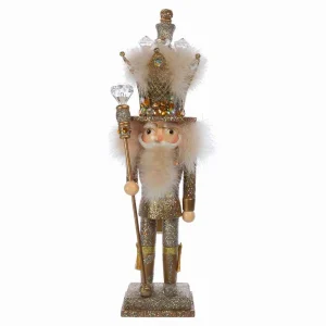 Kurt Adler 16-Inch Hollywood Platinum And Gold Glitter King Nutcracker