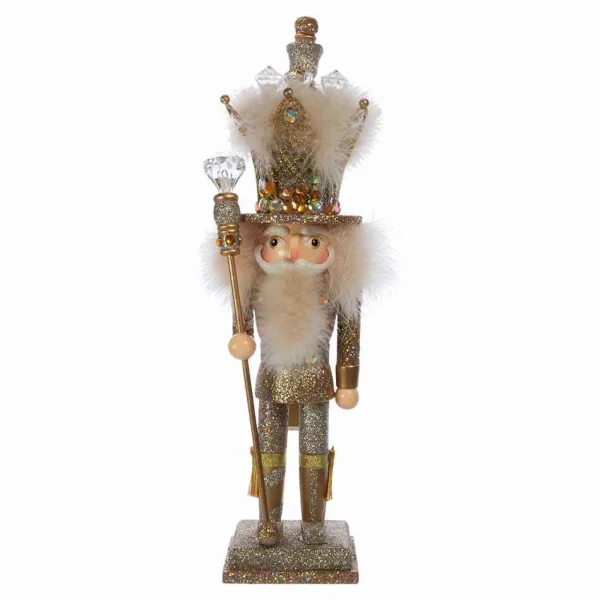 Kurt Adler 16-Inch Hollywood Platinum And Gold Glitter King Nutcracker