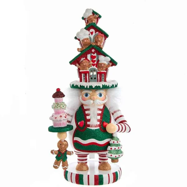 Kurt Adler 15-Inch Hollywood Battery-Operated Led Gingerbread House Hat Nutcracker