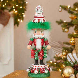 Kurt Adler 15-Inch Hollywood Nutcrackers™ Red, White And Green Candy Tower Hat Nutcracker