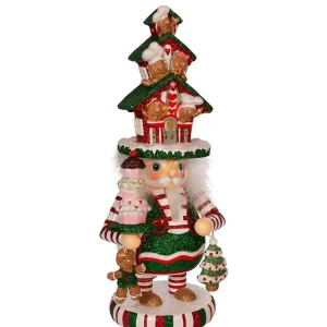 Kurt Adler 15-Inch Hollywood Battery-Operated Led Gingerbread House Hat Nutcracker