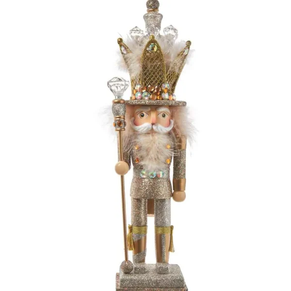 Kurt Adler 16-Inch Hollywood Platinum And Gold Glitter King Nutcracker