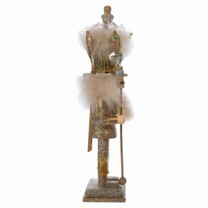 Kurt Adler 16-Inch Hollywood Platinum And Gold Glitter King Nutcracker