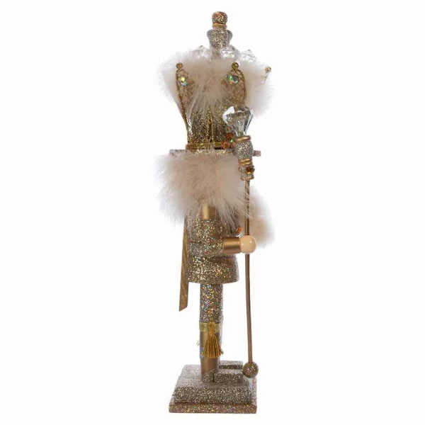 Kurt Adler 16-Inch Hollywood Platinum And Gold Glitter King Nutcracker