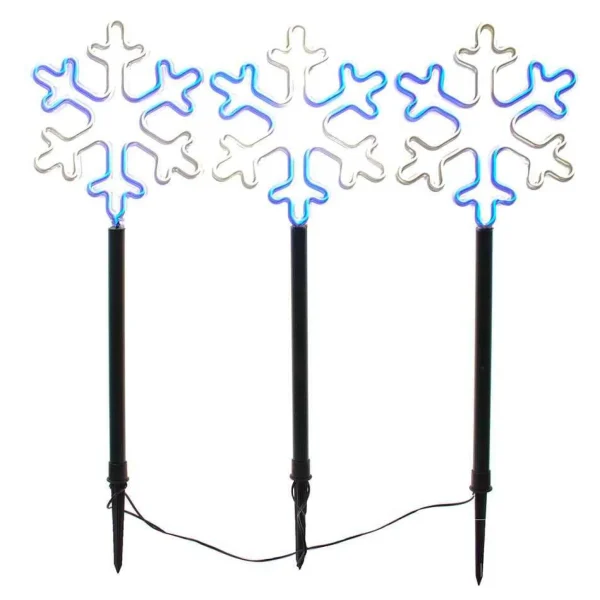 Kurt Adler 26-Inch Multi-Color Led Snowflake Yard Stake Set
