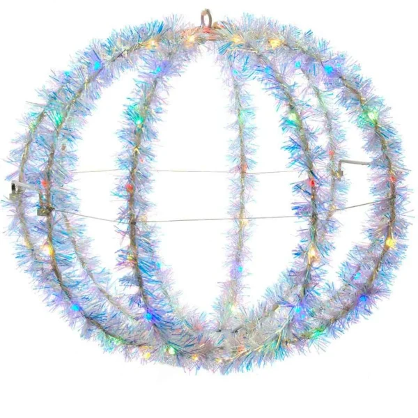 Kurt Adler 12-Inch Multi-Color Led Tinsel Foldable Sphere