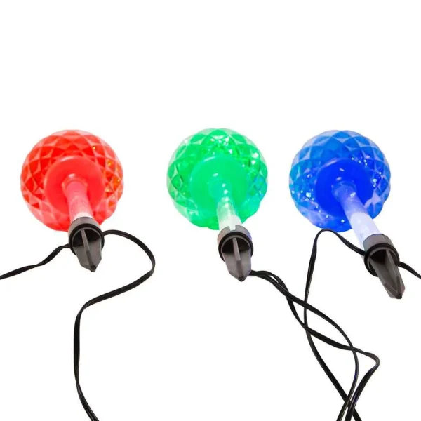 Kurt Adler 27.2-Inch Multi-Color Led Faceted C9 Yard Stakes, 3 Piece Set