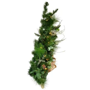 Kurt Adler 26-Inch Pre-Lit Pinecone Wall Tree With Bow