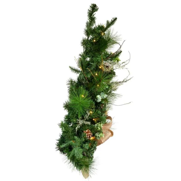 Kurt Adler 26-Inch Pre-Lit Pinecone Wall Tree With Bow