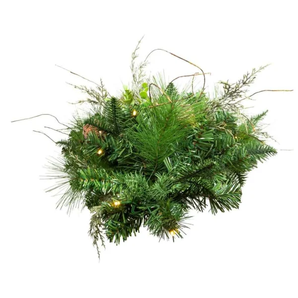 Kurt Adler 26-Inch Pre-Lit Pinecone Wall Tree With Bow
