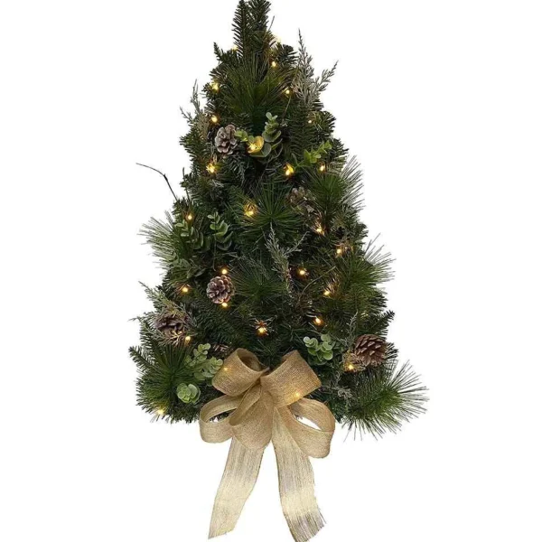 Kurt Adler 26-Inch Pre-Lit Pinecone Wall Tree With Bow