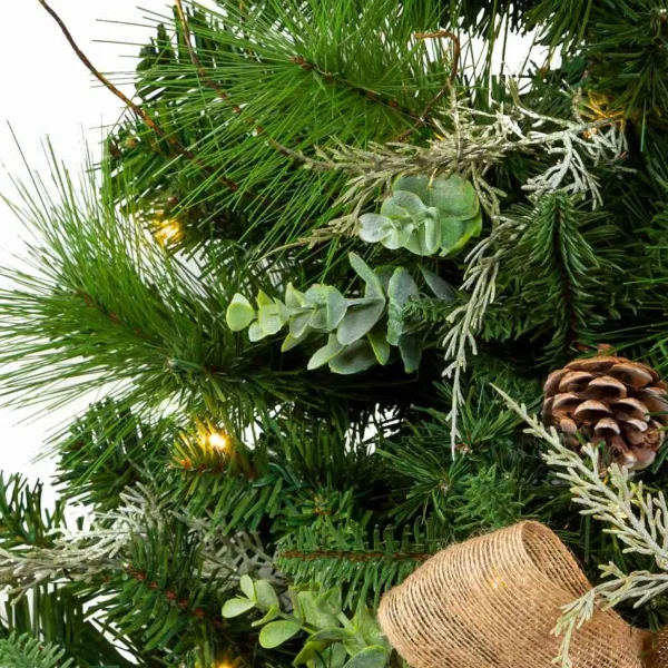 Kurt Adler 26-Inch Pre-Lit Pinecone Wall Tree With Bow