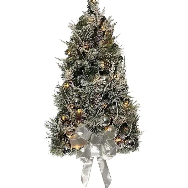 Kurt Adler 26-Inch Pre-Lit Snowy Silver Wall Tree