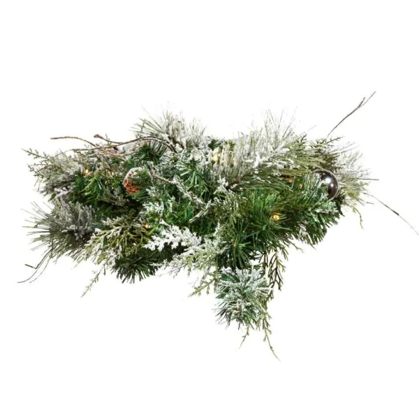 Kurt Adler 26-Inch Pre-Lit Snowy Silver Wall Tree