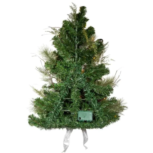 Kurt Adler 26-Inch Pre-Lit Snowy Silver Wall Tree
