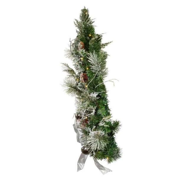 Kurt Adler 26-Inch Pre-Lit Snowy Silver Wall Tree