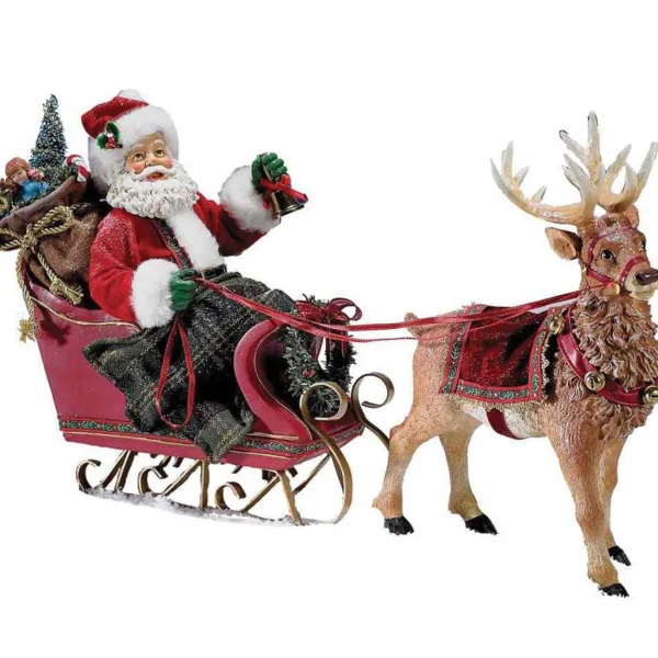 Kurt Adler 10-Inch Santa In Sleigh With Deer