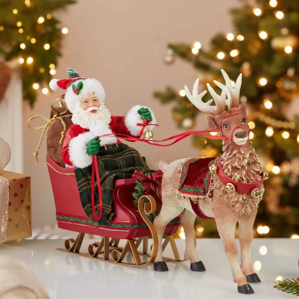Kurt Adler 10-Inch Santa In Sleigh With Deer