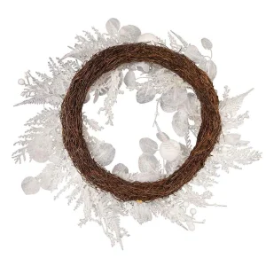 Kurt Adler 24-Inch Un-Lit Decorated White Rattan Wreath
