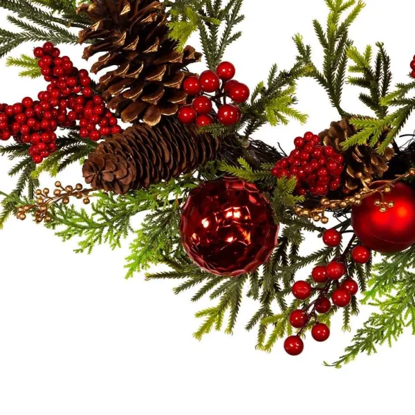 Kurt Adler 24-Inch Un-Lit Decorated Green Rattan Wreath