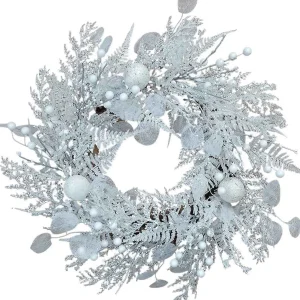 Kurt Adler 24-Inch Un-Lit Decorated White Rattan Wreath