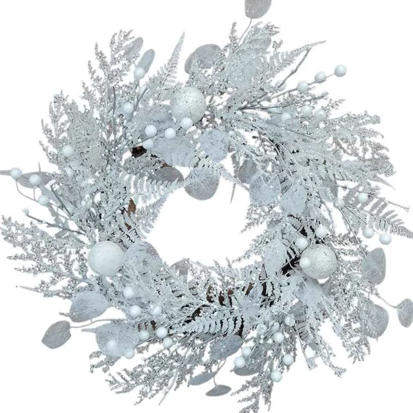 Kurt Adler 24-Inch Un-Lit Decorated White Rattan Wreath