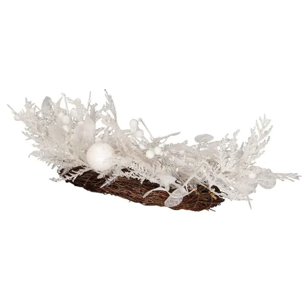 Kurt Adler 24-Inch Un-Lit Decorated White Rattan Wreath