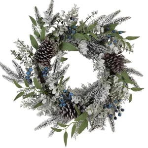 Kurt Adler 24-Inch Un-Lit Decorated Rattan Wreath With Blueberries