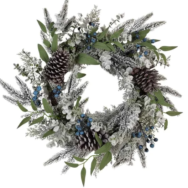 Kurt Adler 24-Inch Un-Lit Decorated Rattan Wreath With Blueberries
