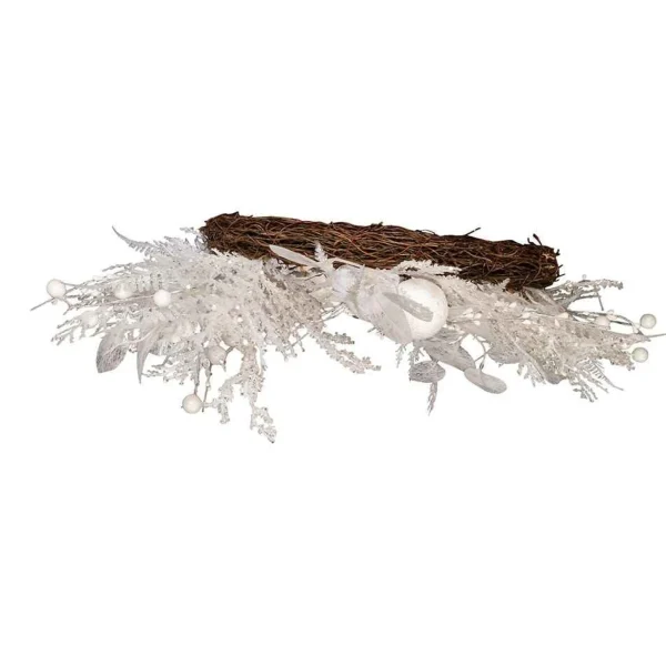 Kurt Adler 24-Inch Un-Lit Decorated White Rattan Wreath