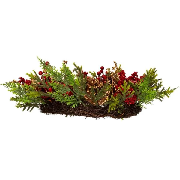 Kurt Adler 24-Inch Un-Lit Decorated Green Rattan Wreath