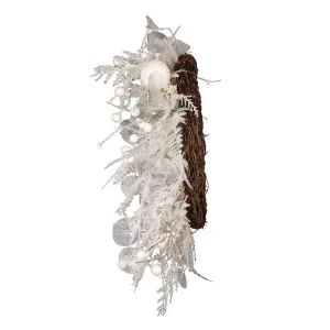 Kurt Adler 24-Inch Un-Lit Decorated White Rattan Wreath