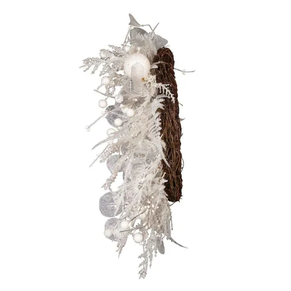 Kurt Adler 24-Inch Un-Lit Decorated White Rattan Wreath