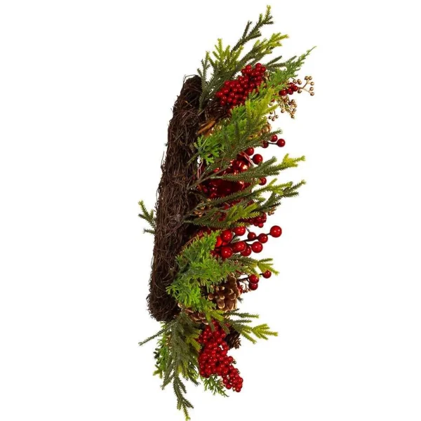 Kurt Adler 24-Inch Un-Lit Decorated Green Rattan Wreath