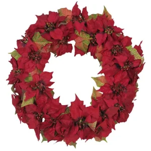 Kurt Adler 24-Inch Unlit Poinsettia Wreath