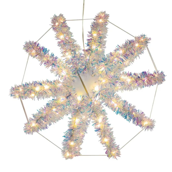 Kurt Adler 12-Inch Warm White Led Tinsel Foldable Sphere