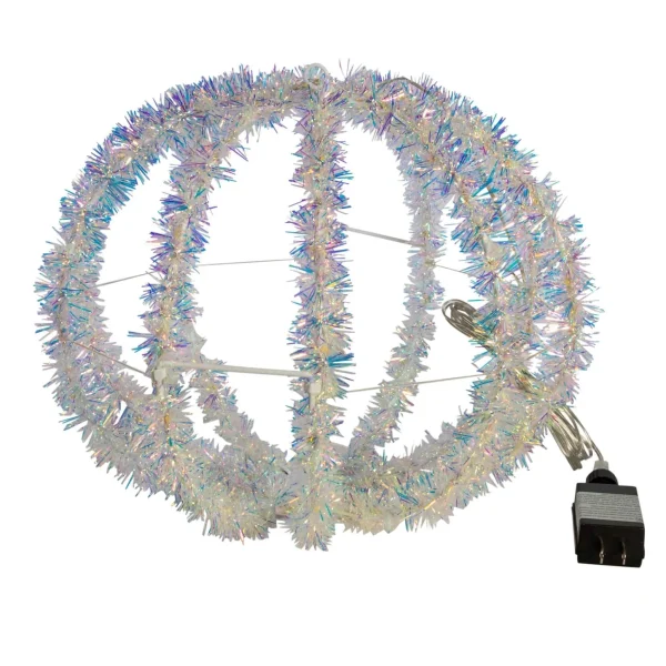 Kurt Adler 12-Inch Warm White Led Tinsel Foldable Sphere