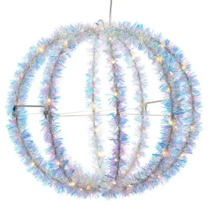 Kurt Adler 12-Inch Warm White Led Tinsel Foldable Sphere