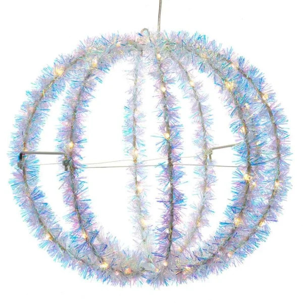 Kurt Adler 12-Inch Warm White Led Tinsel Foldable Sphere