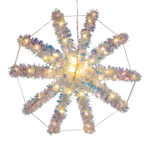Kurt Adler 12-Inch Warm White Led Tinsel Foldable Sphere