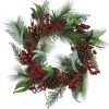 Kurt Adler 20-Inch Wreath With Red Berries, Leaves And Pinecones
