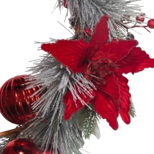 Kurt Adler 20-Inch Wreath With Red Berries And Poinsettia