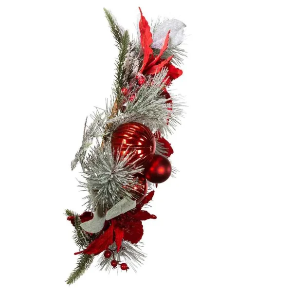 Kurt Adler 20-Inch Wreath With Red Berries And Poinsettia