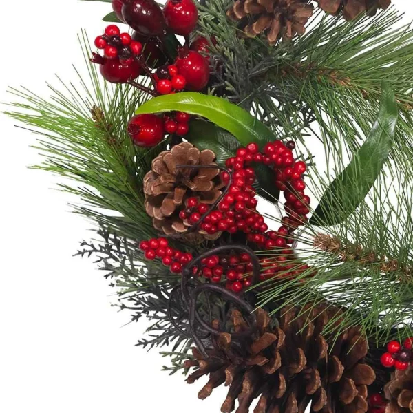Kurt Adler 20-Inch Wreath With Red Berries, Leaves And Pinecones