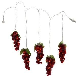Kurt Adler 100-Light Burgundy Led Grape Light Set With 5 Grape Bunches