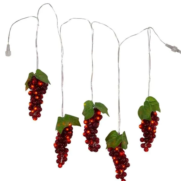 Kurt Adler 100-Light Burgundy Led Grape Light Set With 5 Grape Bunches